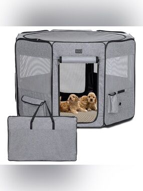 Like New Grey Collapsible Dog Playpen (36"L x 36"W x 21"H)